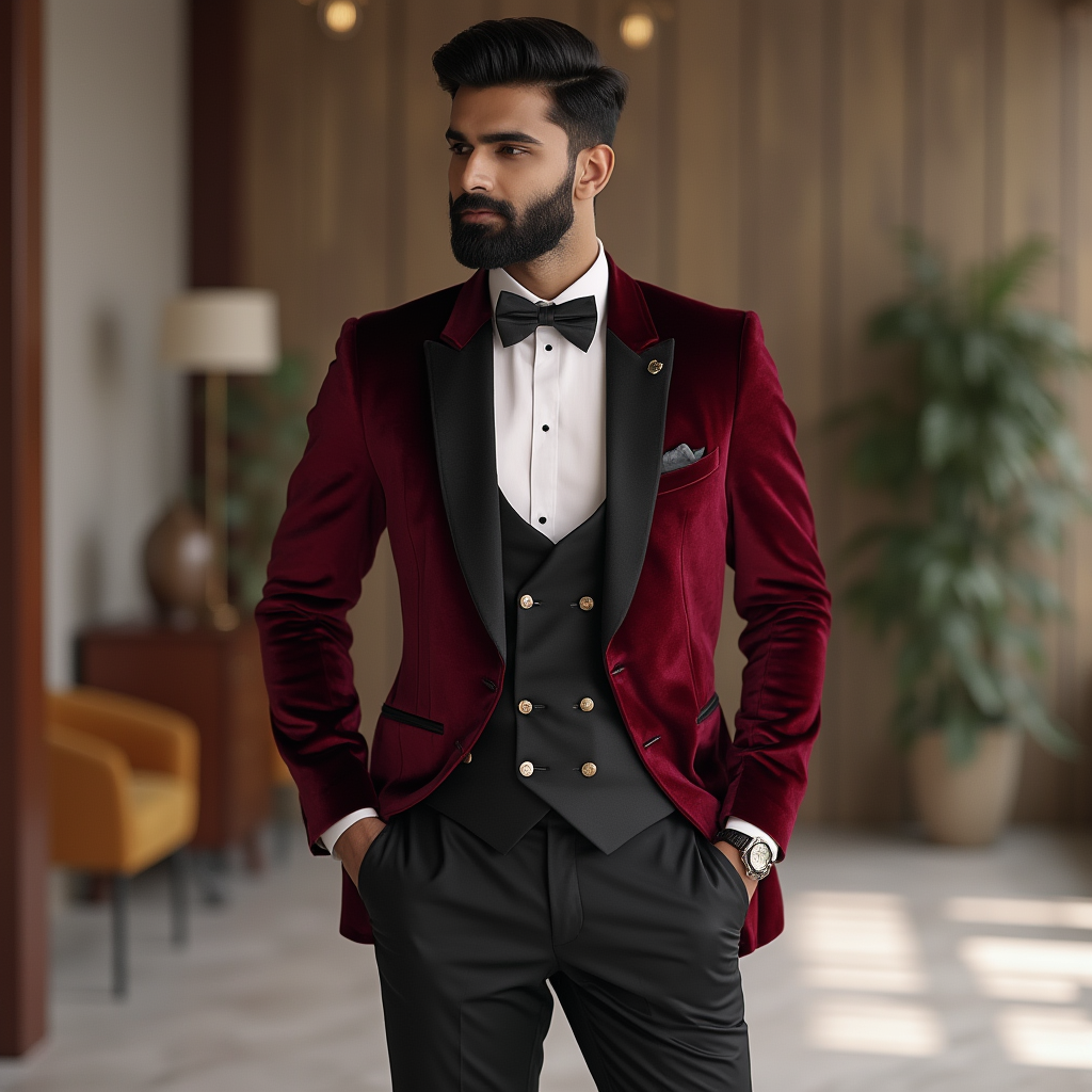 The Crimson Prestige Velvet Tuxedo