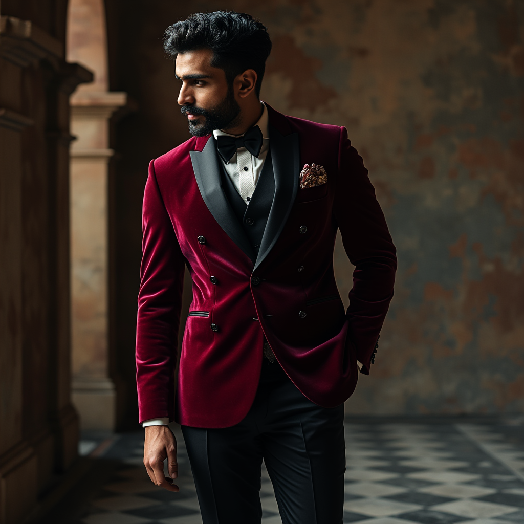 The Crimson Prestige Velvet Tuxedo