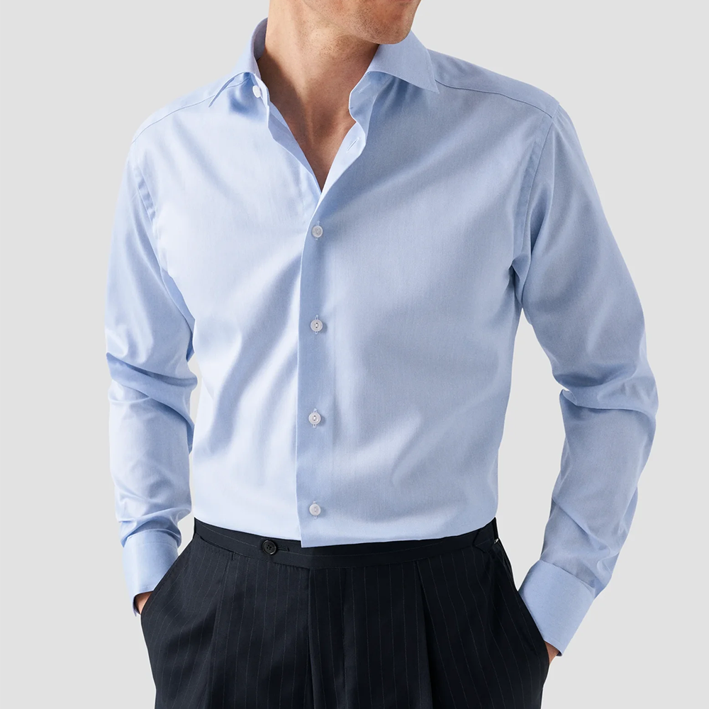 Formal Plain Blue Cotton Shirt