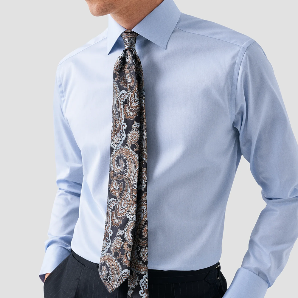 Formal Plain Blue Cotton Shirt