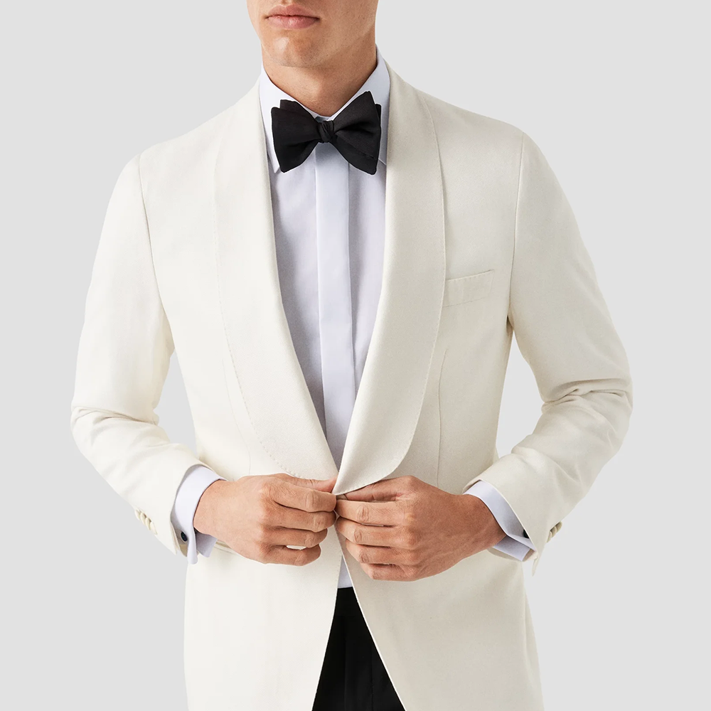 White Signature Twill LUXU Tuxedo Shirt