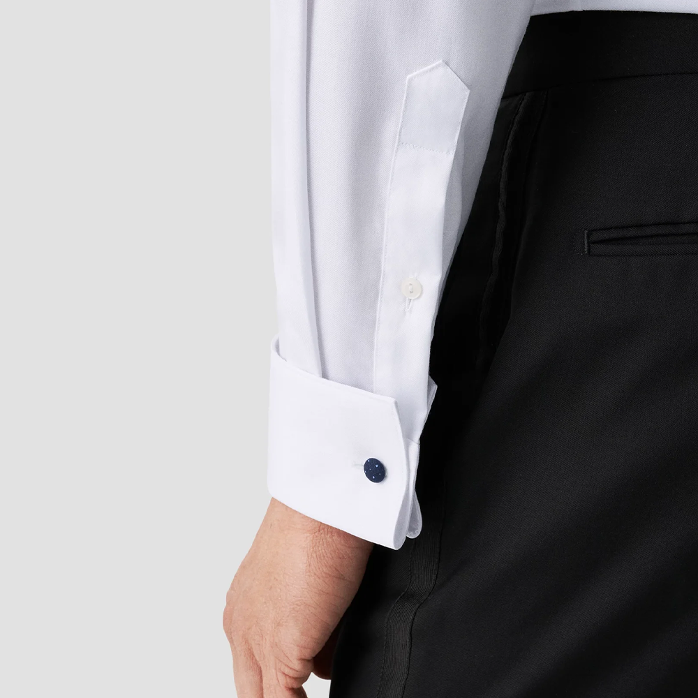 White Signature Twill LUXU Tuxedo Shirt