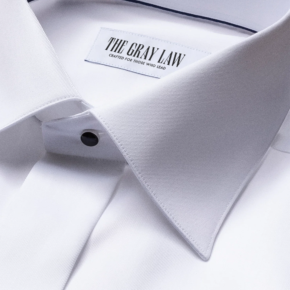 White Signature Twill LUXU Tuxedo Shirt